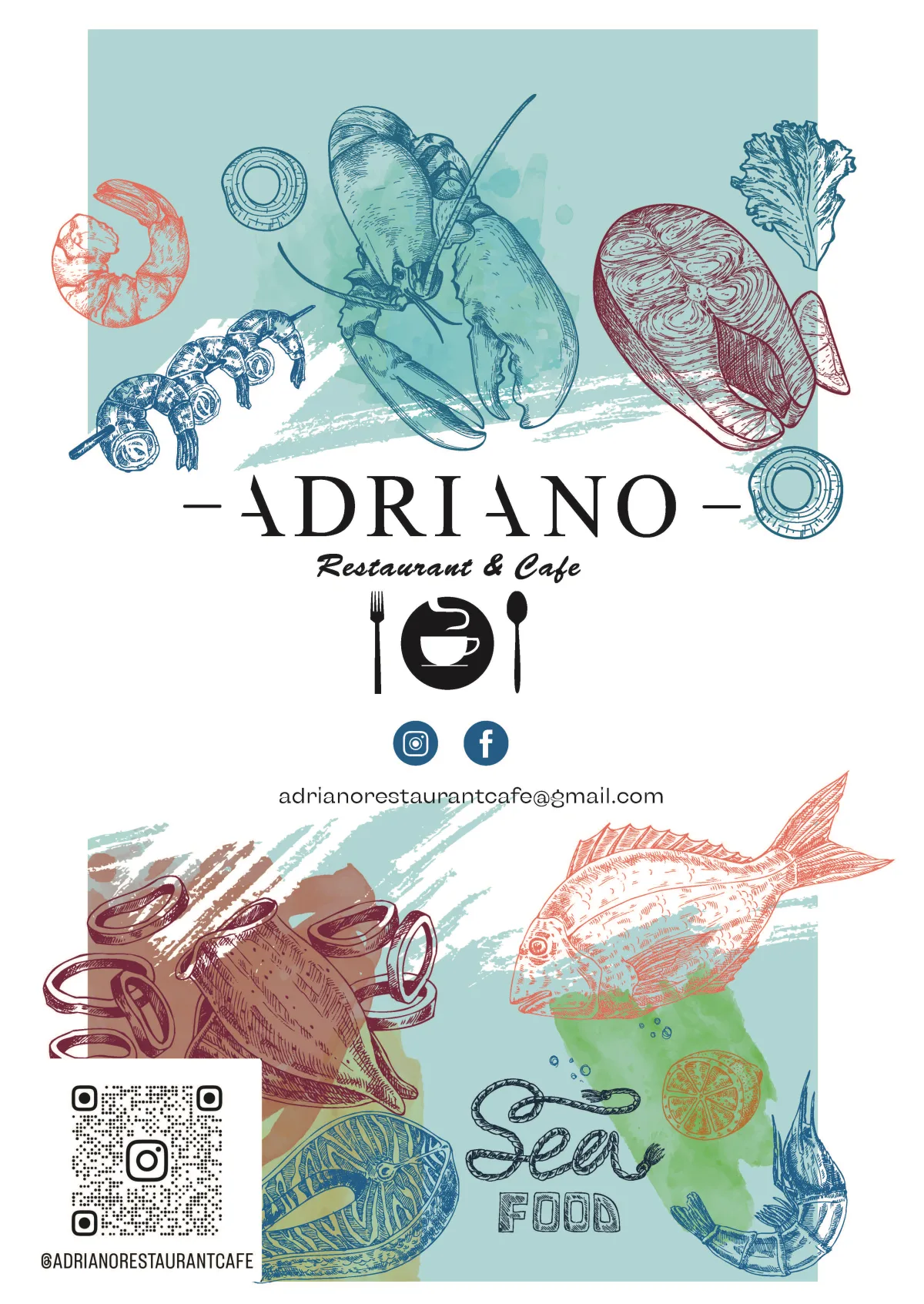 Adriano Restaurant — brand identity poster